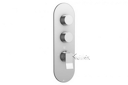 Aquabrass R32-1975-PC; Metro; round thermostatic trim with 2 shut-off with chicane & uniround handle; in Polished Chrome