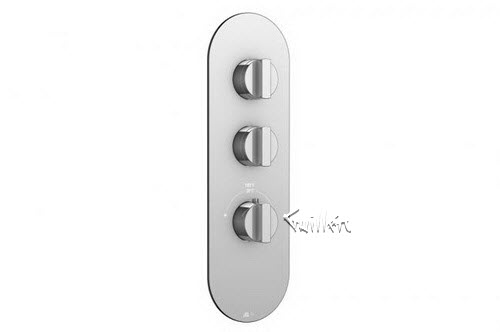 Aquabrass R32-2828-BN; Cut; round thermostatic trim with 2 shut-off with heyjoe handle; in Brushed Nickel