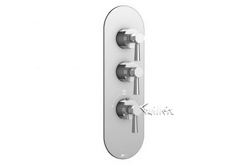 Aquabrass R32-5353-BN; Otto; round thermostatic trim with 2 shut-off with otto handle; in Brushed Nickel