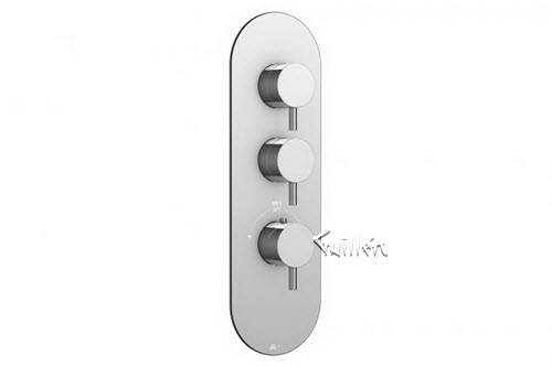 Aquabrass R32-6161-PC; Volare Curved-Volare Straight; round thermostatic trim with 2 shut-off with volare handle; in Polished Chrome