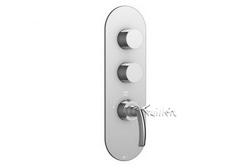 Aquabrass R32-6575-PC; Teo; round thermostatic trim with 2 shut-off with teo & uniround handle; in Polished Chrome