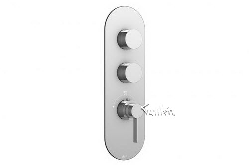 Aquabrass R32-6875-PC; Blade; round thermostatic trim with 2 shut-off with blade & uniround handle; in Polished Chrome