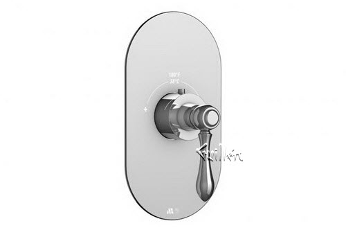 Aquabrass R32-6974-PC; Brio; round thermostatic trim with 2 shut-off with roma & decoround handle; in Polished Chrome