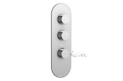 Aquabrass R32-7575-PC; ; round thermostatic trim with 2 shut-off with uniround handle; in Polished Chrome