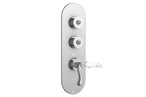 Aquabrass R32-8174-BN; San Remo; round thermostatic trim with 2 shut-off with san remo & decoround handle; in Brushed Nickel