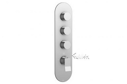 Aquabrass R33-1975-PC; Metro; round thermostatic trim with 3 shut-off with chicane & uniround handle; in Polished Chrome
