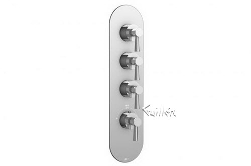 Aquabrass R33-5353-PC; Otto; round thermostatic trim with 3 shut-off with otto handle; in Polished Chrome