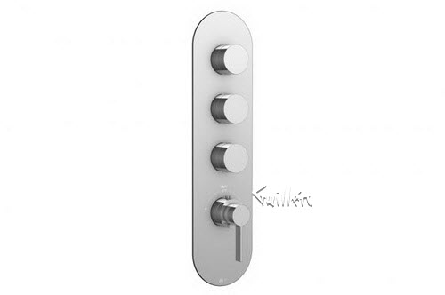 Aquabrass R33-6875-PC; Blade; round thermostatic trim with 3 shut-off with blade & uniround handle; in Polished Chrome
