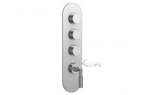Aquabrass R33-7875-BN; ; round thermostatic trim with 3 shut-off with geo & uniround handle; in Brushed Nickel