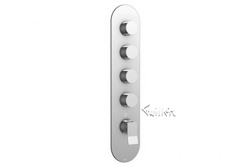 Aquabrass R34-1975-PC; Metro; round thermostatic trim with 4 shut-off with chicane & uniround handle; in Polished Chrome