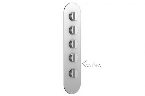 Aquabrass R34-2828-PC; ; round thermostatic trim with 4 shut-off with heyjoe handle; in Polished Chrome