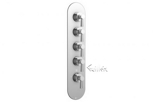 Aquabrass R34-5353-BN; Otto; round thermostatic trim with 4 shut-off with otto handle; in Brushed Nickel