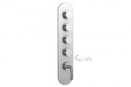 Aquabrass R34-6575-BN; Teo; round thermostatic trim with 4 shut-off with teo & uniround handle; in Brushed Nickel