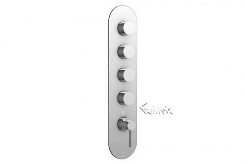Aquabrass R34-6875-PC; Blade; round thermostatic trim with 4 shut-off with blade & uniround handle; in Polished Chrome