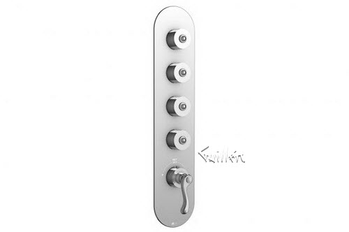 Aquabrass R34-8174-PC; San Remo; round thermostatic trim with 4 shut-off with san remo & decoround handle; in Polished Chrome