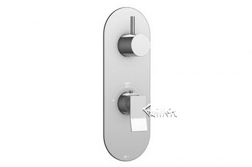 Aquabrass R39-1975-PC; Metro; round thermostatic trim with 1 shut-off chicane & uniround handle; in Polished Chrome