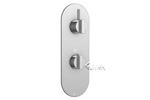Aquabrass R39-2828-BN; Cut; round thermostatic trim with 1 shut-off heyjoe handle; in Brushed Nickel