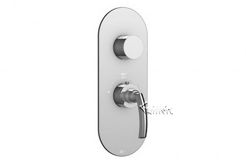 Aquabrass R39-6575-BN; Teo; round thermostatic trim with 1 shut-off teo & uniround handle; in Brushed Nickel