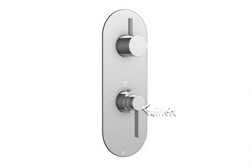 Aquabrass R39-6875-BN; Blade; round thermostatic trim with 1 shut-off blade & uniround handle; in Brushed Nickel