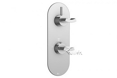Aquabrass R39-8080-PC; Martini; round thermostatic trim with 1 shut-off martini handle; in Polished Chrome