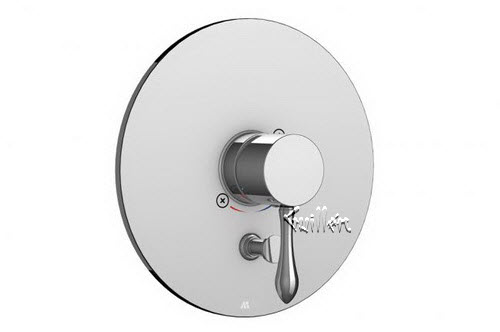 Aquabrass R42-0099-PC; ; round pressure balance trim with diverter with roma round handle; in Polished Chrome