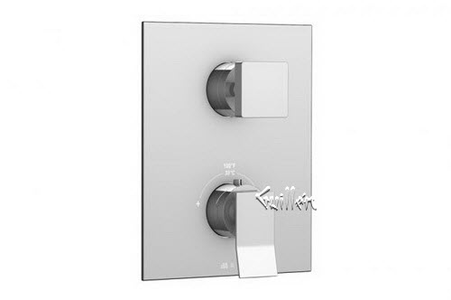 Aquabrass S21-1976-PC; Chicane; square thermostatic trim with 2 way diverter chicane&square handle; in Polished Chrome