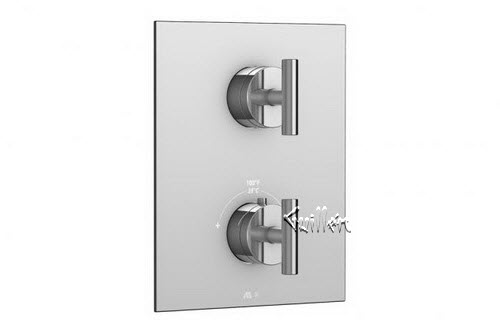 Aquabrass S21-3232-PC; Etna; square thermostatic trim with 2 way diverter loveme handle; in Polished Chrome