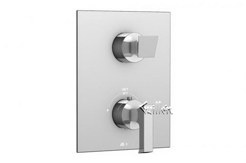 Aquabrass S21-3837-PC; Bridge; square thermostatic trim with 2 way diverter akashi & bridge handle; in Polished Chrome