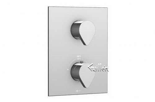 Aquabrass S21-6767-PC; Niu; square thermostatic trim with 2 way diverter niu handle; in Polished Chrome
