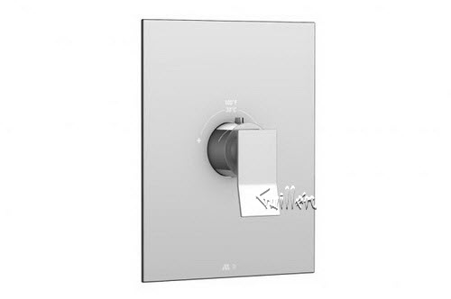 Aquabrass S22-1900-PC; Chicane; square thermostatic trim with chicane handle; in Polished Chrome