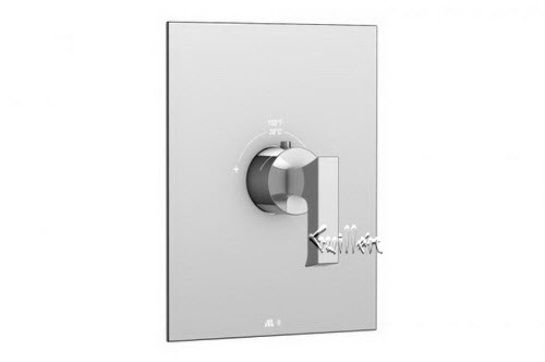 Aquabrass S22-3800-PC; Bridge; square thermostatic trim with akashi handle; in Polished Chrome