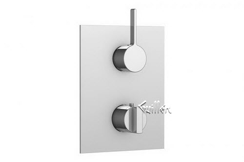 Aquabrass S23-2820-PC; Hey Joe; square thermostatic trim 1 shut-off with hey joe & blade handle; in Polished Chrome