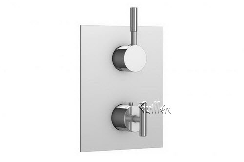 Aquabrass S23-3226-PC; Etna; square thermostatic trim 1 shut-off with loveme & geo round handle; in Polished Chrome