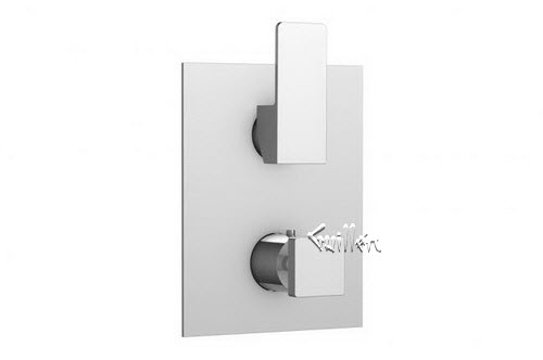 Aquabrass S23-7686-PC; ; square thermostatic trim 1 shut-off with square new & madison handle; in Polished Chrome; Discontinued Product