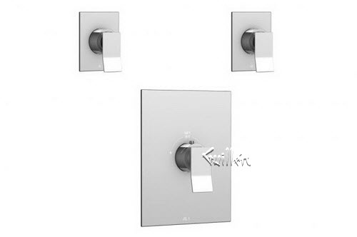 Aquabrass S24-1919-PC; Chicane; square thermostatic trim 2 shut-off with chicane handle; in Polished Chrome