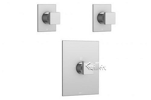 Aquabrass S24-7676-PC; ; square thermostatic trim 2 shut-off with square new handle; in Polished Chrome