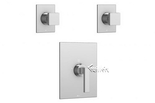 Aquabrass S24-8476-BN; Streem; square thermostatic trim 2 shut-off with park & square new handle; in Brushed Nickel