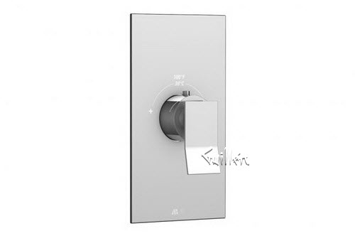 Aquabrass S30-1900-PC; Chicane; square thermostatic trim with chicane handle; in Polished Chrome