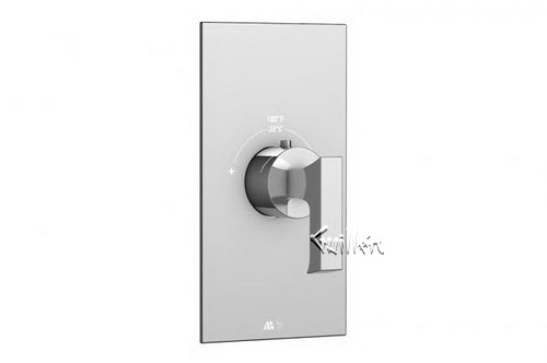 Aquabrass S30-3800-PC; Bridge; square thermostatic trim with akashi handle; in Polished Chrome