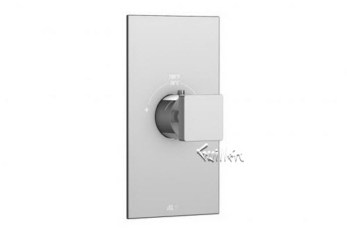 Aquabrass S30-7600-PC; ; square thermostatic trim with square new handle; in Polished Chrome