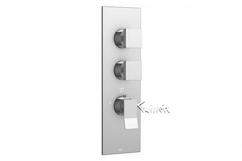 Aquabrass S32-1976-PC; Chicane; square thermostatic trim with 2 shut-off with chicane&square handle; in Polished Chrome