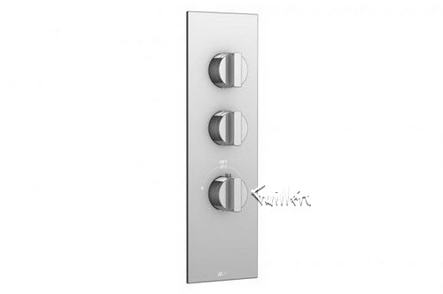 Aquabrass S32-2828-PC; Hey Joe; square thermostatic trim with 2 shut-off with hey joe handle; in Polished Chrome