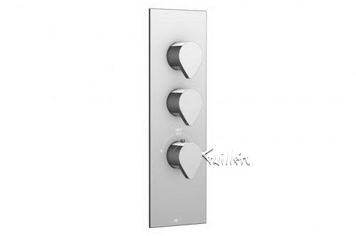 Aquabrass S32-6767-PC; Niu; square thermostatic trim with 2 shut-off with niu handle; in Polished Chrome