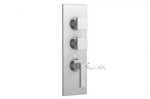 Aquabrass S32-8476-BN; Streem; square thermostatic trim with 2 shut-off with park & square new handle; in Brushed Nickel