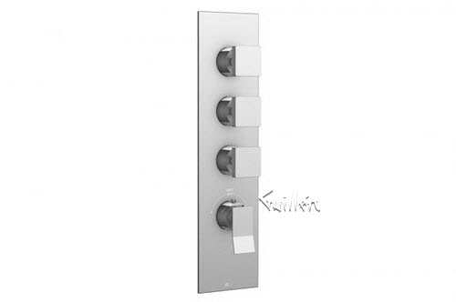 Aquabrass S33-1976-PC; Chicane; square thermostatic trim with 3 shut-off with chicane&square handle; in Polished Chrome