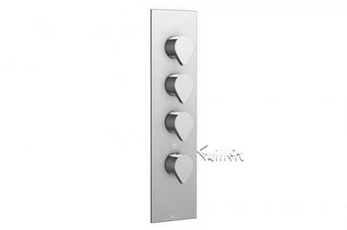 Aquabrass S33-6767-PC; Niu; square thermostatic trim with 3 shut-off with niu handle; in Polished Chrome