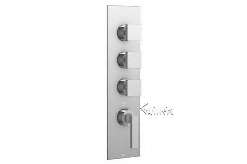 Aquabrass S33-8476-BN; Streem; square thermostatic trim with 3 shut-off with park & square new handle; in Brushed Nickel