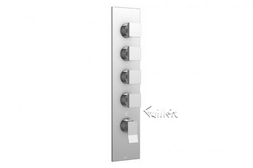 Aquabrass S34-1976-PC; Chicane; square thermostatic trim with 4 shut-off with chicane&square handle; in Polished Chrome