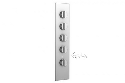 Aquabrass S34-2828-BN; Hey Joe; square thermostatic trim with 4 shut-off with hey joe handle; in Brushed Nickel