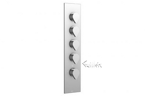 Aquabrass S34-6767-PC; Niu; square thermostatic trim with 4 shut-off with niu handle; in Polished Chrome